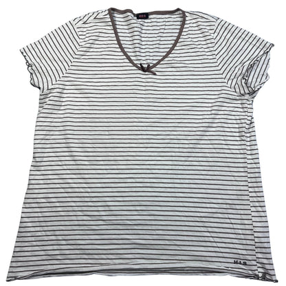 H.I.S® Brown Striped V-Neck Top-2XL
