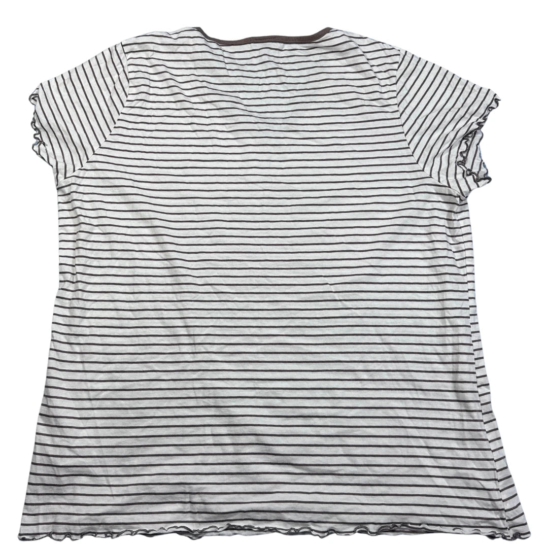 H.I.S® Brown Striped V-Neck Top-2XL