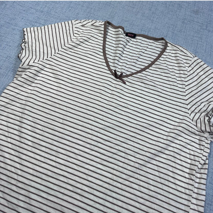 H.I.S® Brown Striped V-Neck Top-2XL