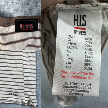 H.I.S® Brown Striped V-Neck Top-2XL