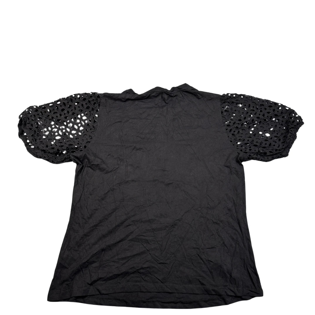 Savida® Black Eyelet Sleeve Top-L