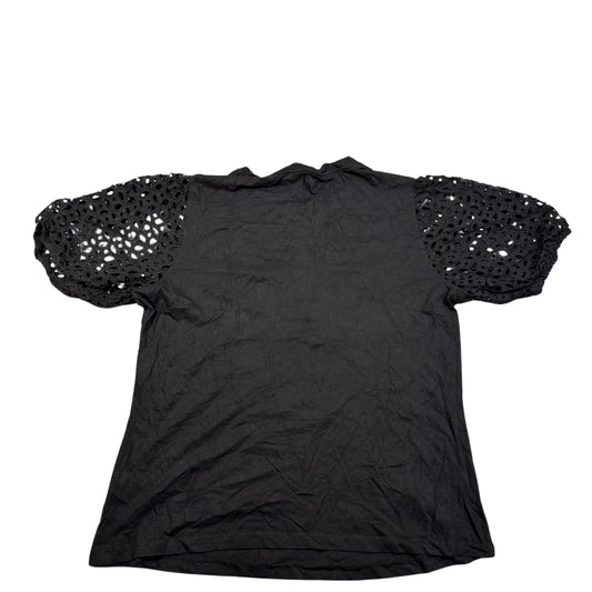 Savida® Black Eyelet Sleeve Top-L