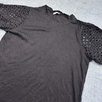 Savida® Black Eyelet Sleeve Top-L