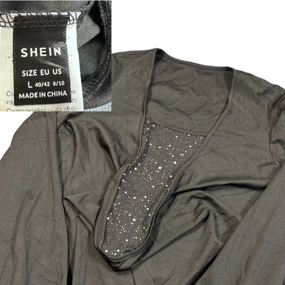 SHEIN® Black Deep Neck Top-L