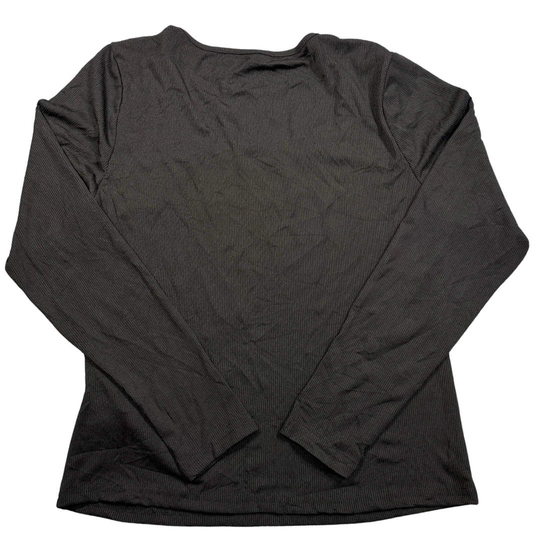SHEIN® Black Ribbed Long Sleeve Top-XL