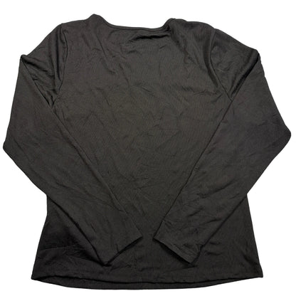 SHEIN® Black Ribbed Long Sleeve Top-XL