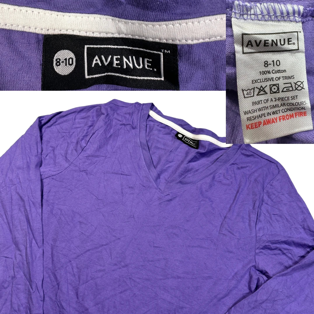 Avenue® Purple V Neck Top-M