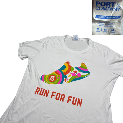 Port & Company® White Run For Fun Graphic T Shirt-M