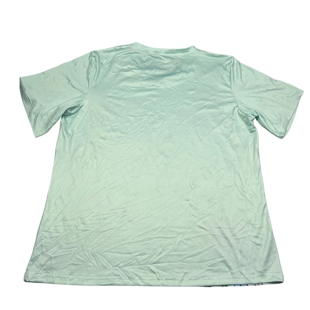 Unbranded Mint Green Floral Graphic V Neck T Shirt-XL