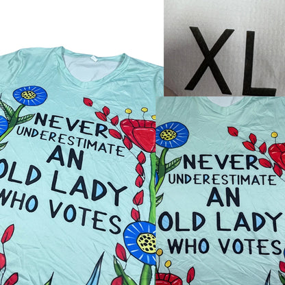 Unbranded Mint Green Floral Graphic V Neck T Shirt-XL