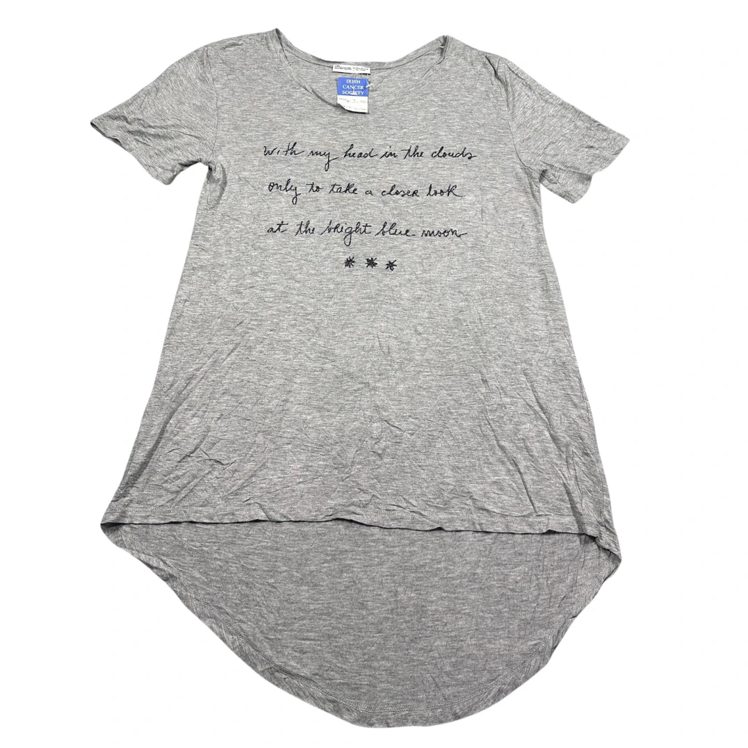 Zara® Grey Embroidered Script High Low T Shirt-M