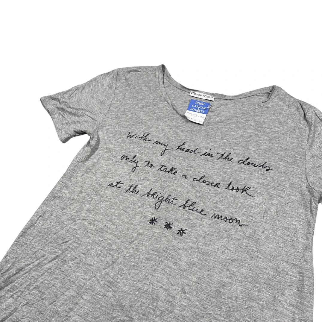 Zara® Grey Embroidered Script High Low T Shirt-M