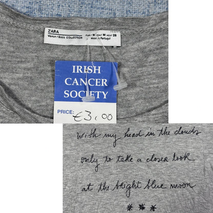 Zara® Grey Embroidered Script High Low T Shirt-M