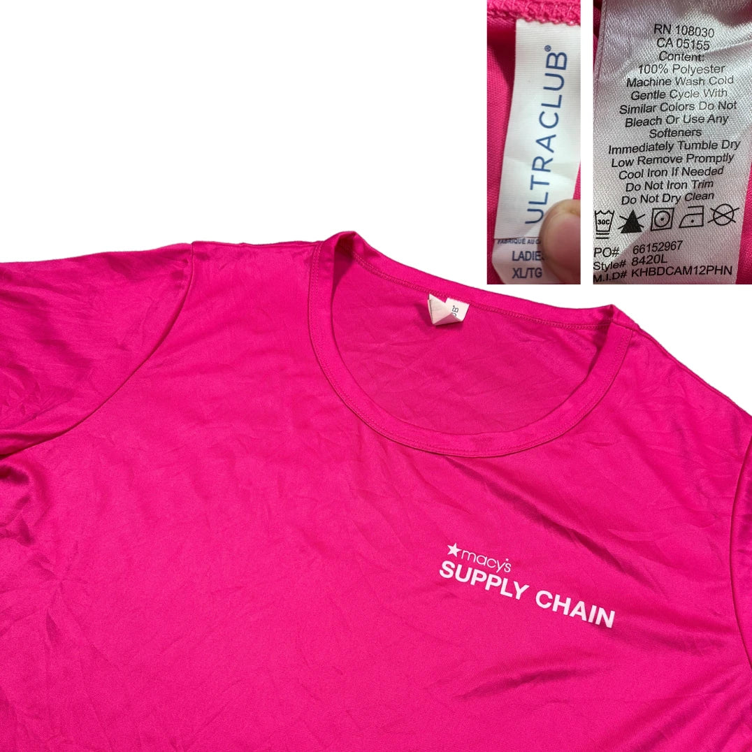 UltraClub® Pink Performance T Shirt-XL
