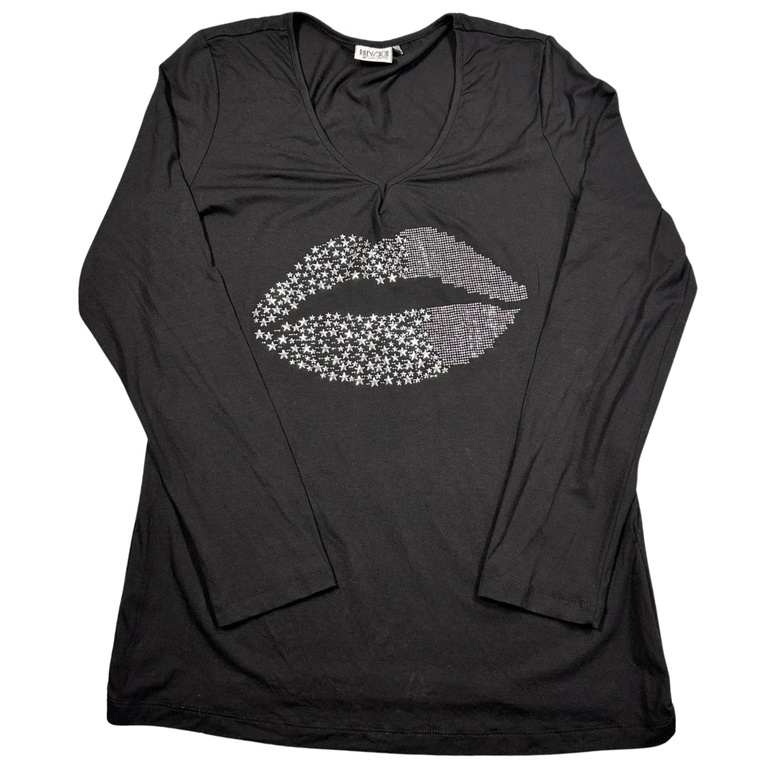 Thrift-and-treasures Black Women's Top Rhinestone-M Bildschon