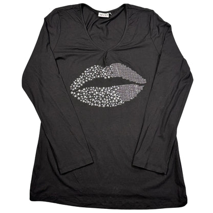 Thrift-and-treasures Black Women's Top Rhinestone-M Bildschon