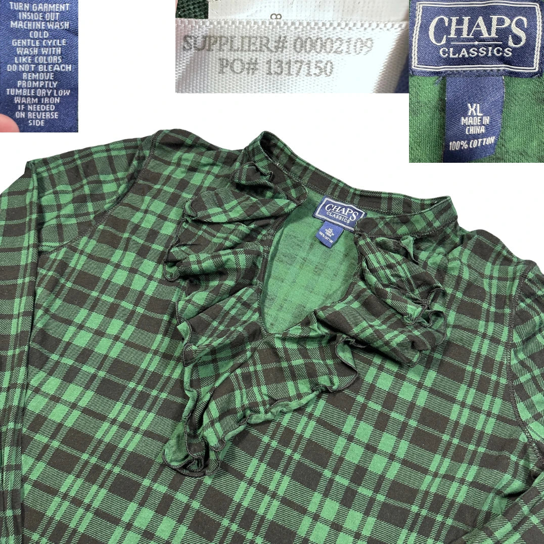 Thrift-and-treasures Green Women's Ruffle Top-XL Chaps