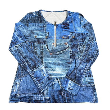 Unbranded Blue Zip Front Top