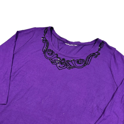 Unbranded Purple Beaded Neckline Top-XL