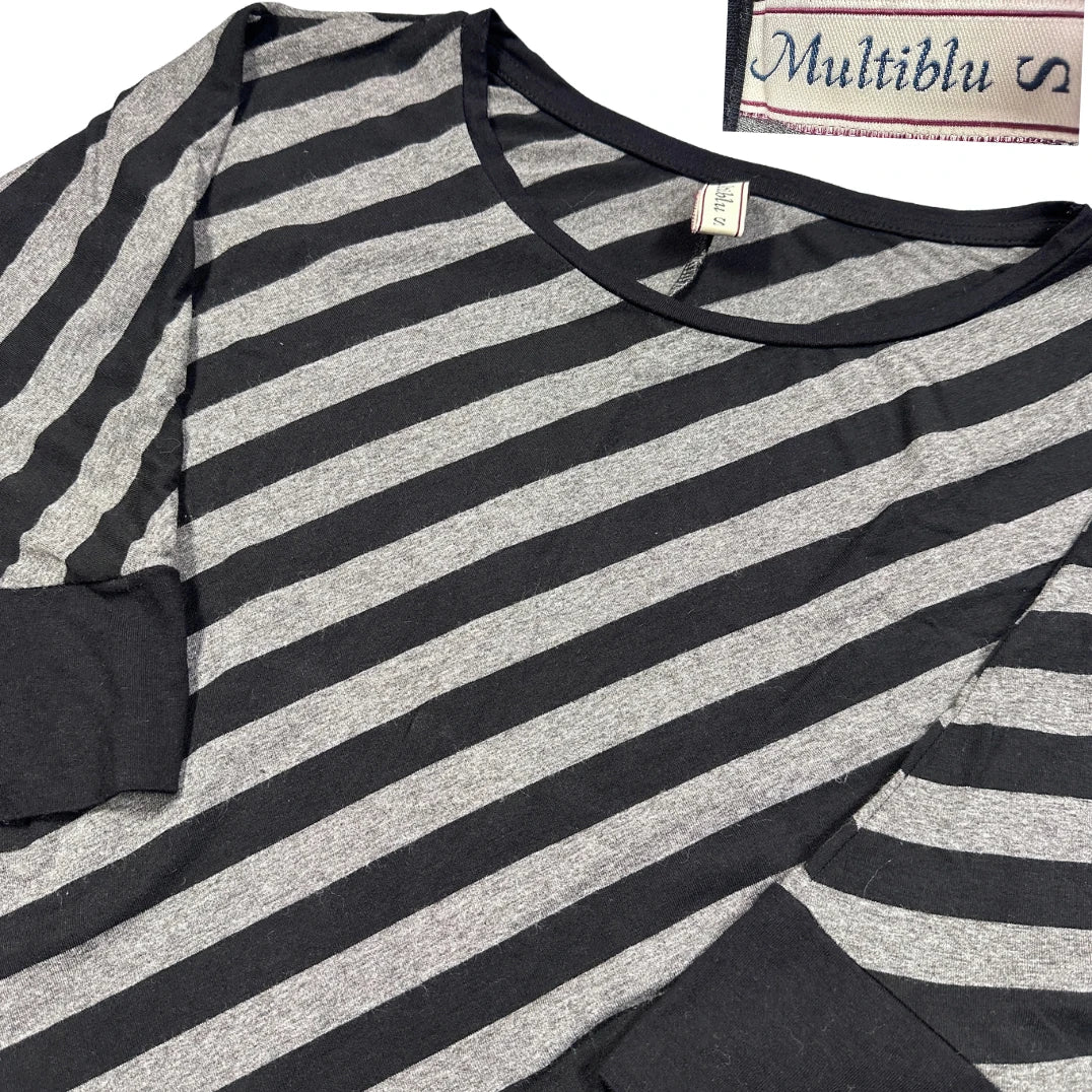 Thrift-and-treasures Black Women's Striped Top-S Multiblu