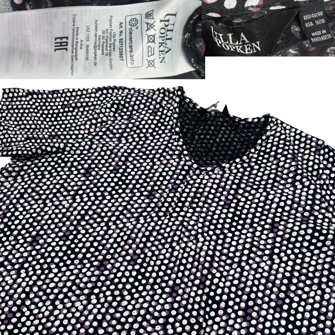 Ulla Popken® Black Polka Dot Top-XL
