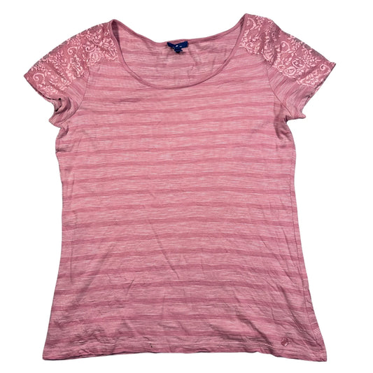 Tom Tailor® Dusty Pink Striped Lace T Shirt-L
