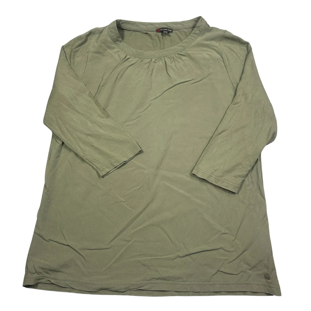 Street One® Sage Green Gathered Neck Top-EU42