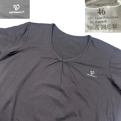 Carite Sport Black Women's T Shirt-46 Activewear Gym Shirts
