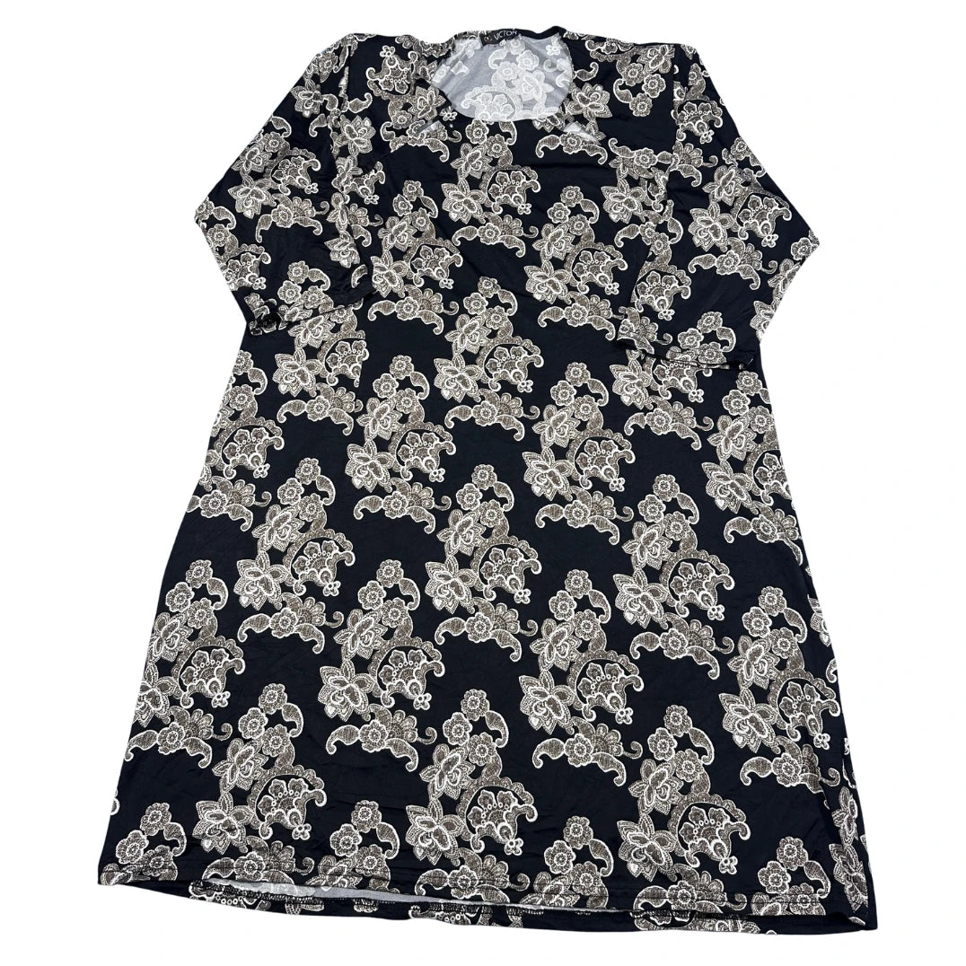 Victor® Black Paisley Print Long Sleeve Tunic-XXL