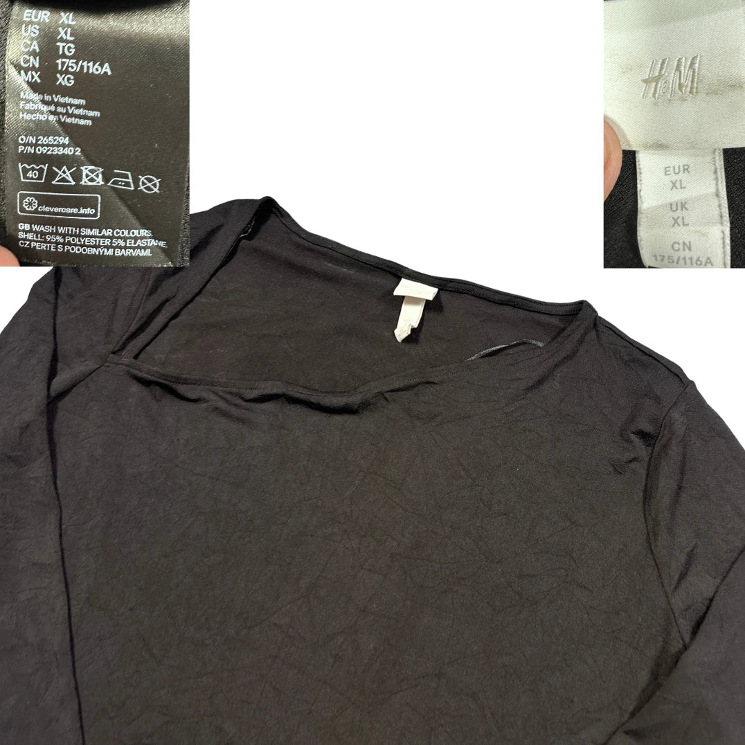 H&M Black Women's Sleeve Top-XL T Shirts
