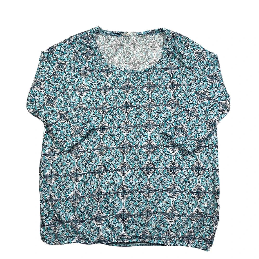 Turquoise Geometric Print Top-44