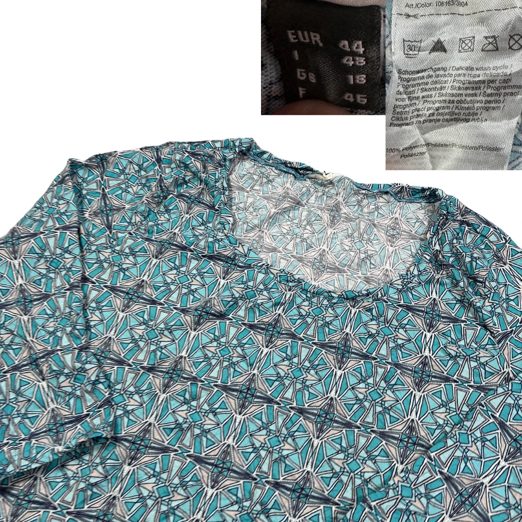 Turquoise Geometric Print Top-44