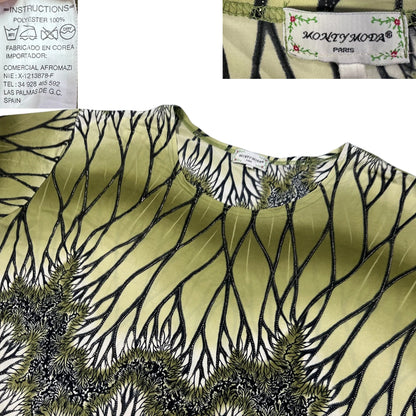 Monty Moda® Olive Abstract Branch Print T Shirt-XL