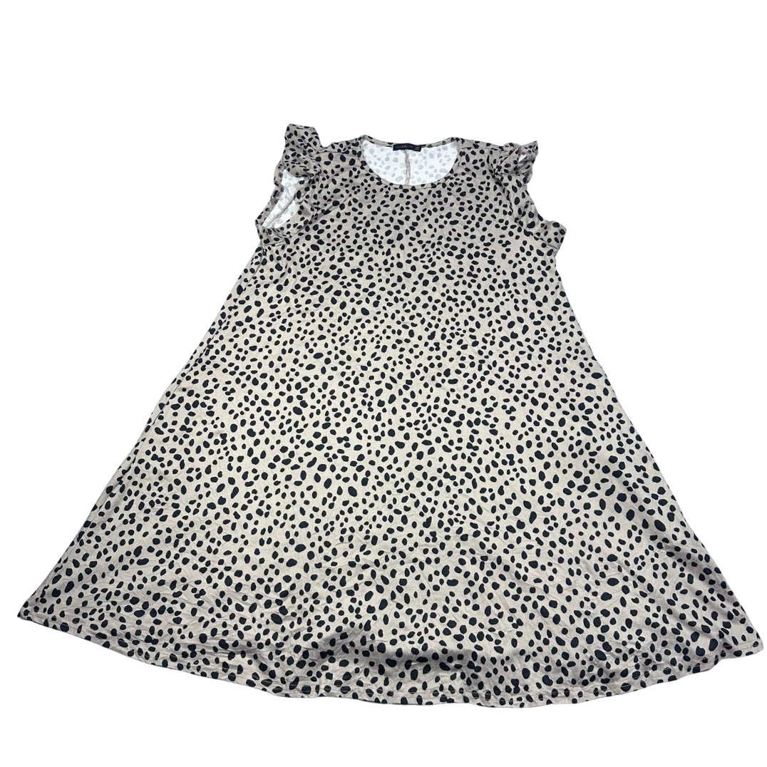 Beige Spot Print Flutter Sleeve Swing Top-XXL
