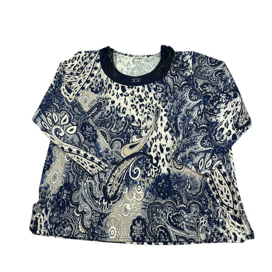 New York® Navy Paisley Leopard Print Top-XXXL