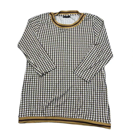Laura Torelli® Brown Geometric Print Long Sleeve Top-S