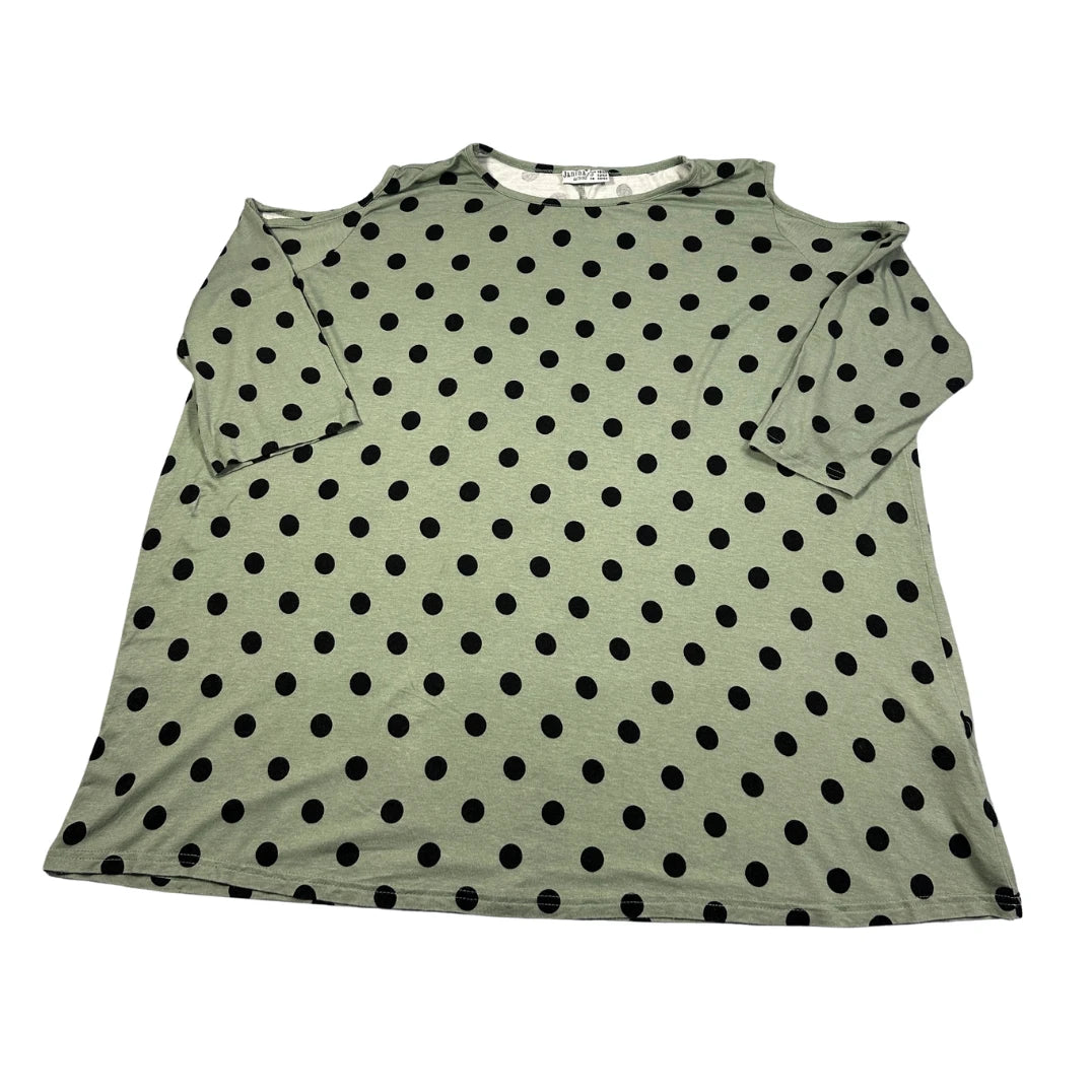 Janina® Sage Polka Dot Cold Shoulder Top-EU48/50