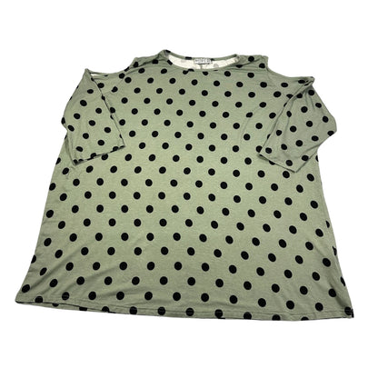 Janina® Sage Polka Dot Cold Shoulder Top-EU48/50