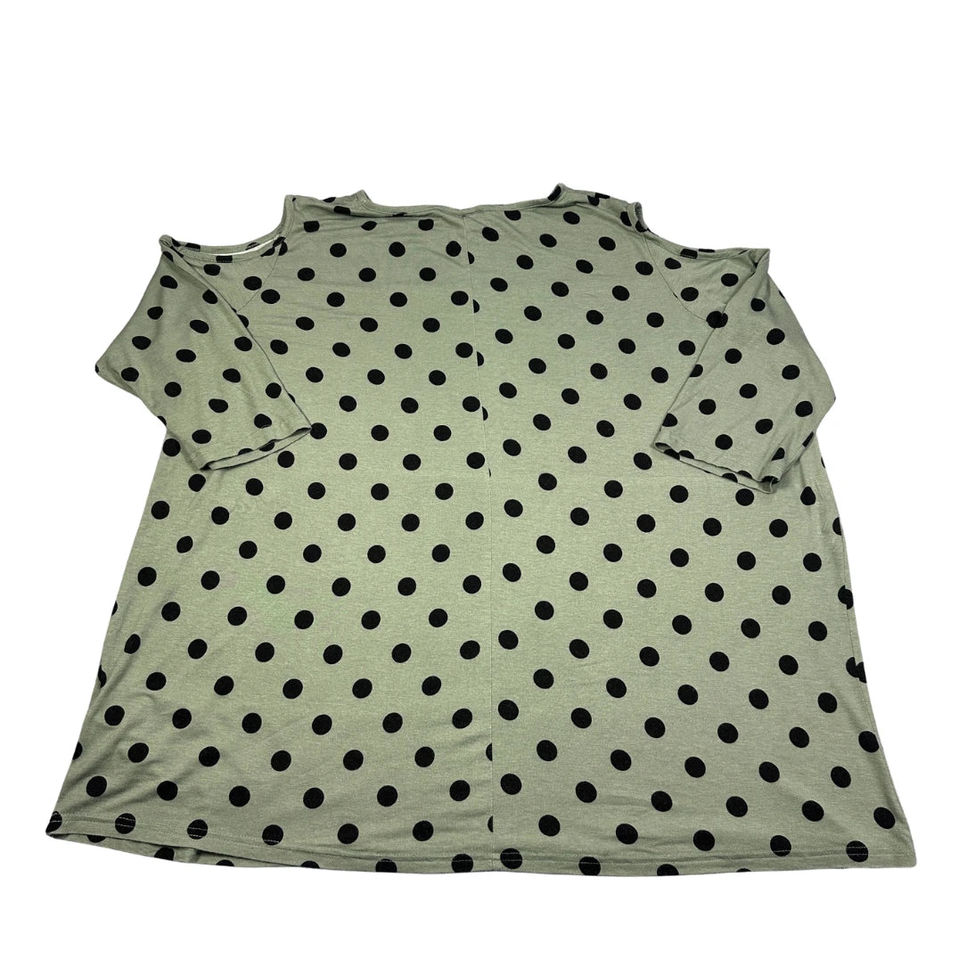 Janina® Sage Polka Dot Cold Shoulder Top-EU48/50