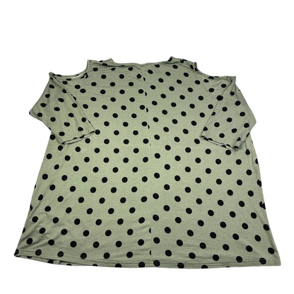 Janina® Sage Polka Dot Cold Shoulder Top-EU48/50