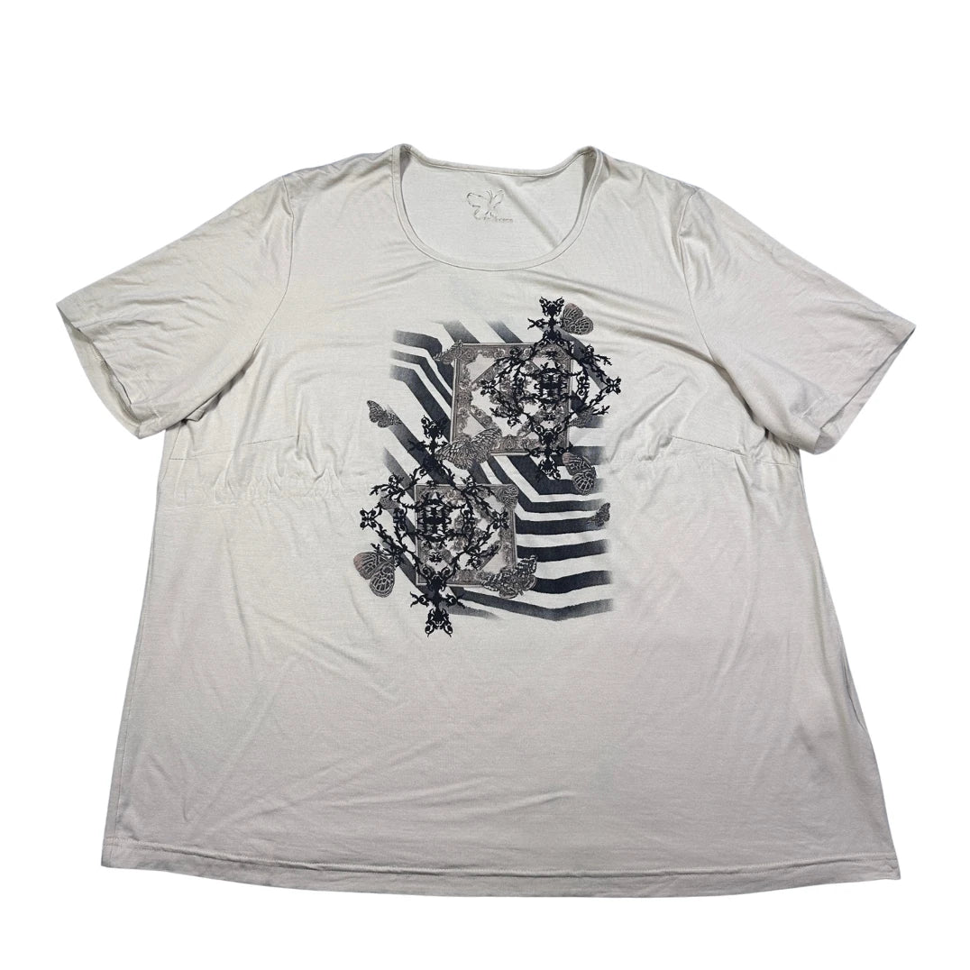 Unbranded Light Grey Butterfly Print T Shirt-L