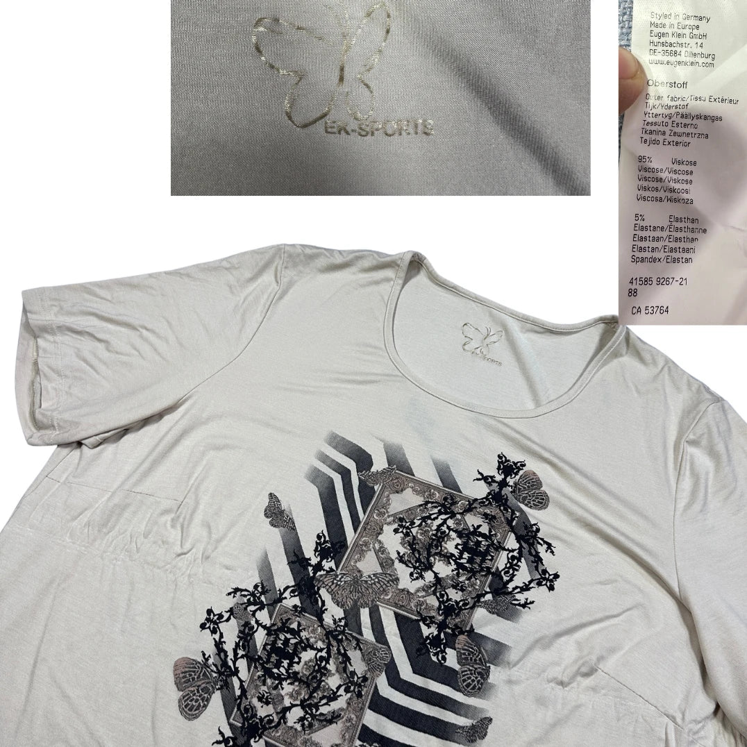 Unbranded Light Grey Butterfly Print T Shirt-L
