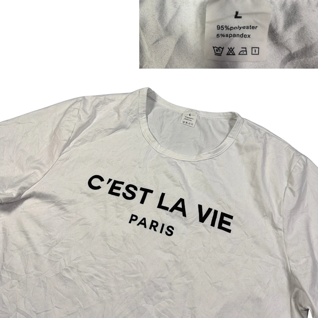Unbranded White C'est La Vie T Shirt-L