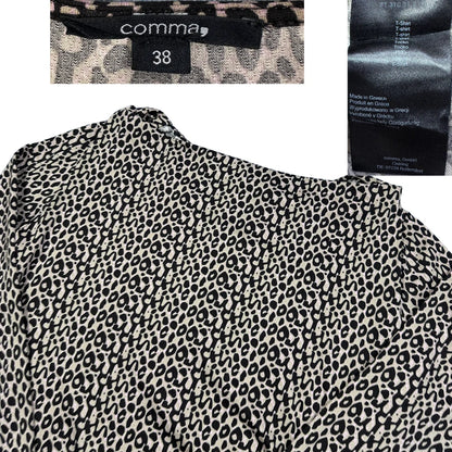 Comma® Beige Black Animal Print Top-M