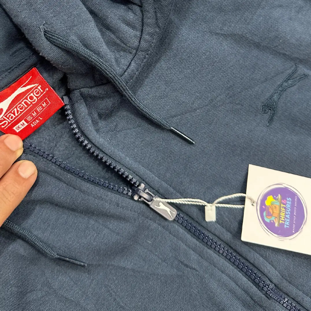 🔵 Slazenger Navy Blue Zip-Up Hoodie – Medium