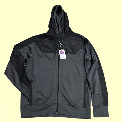 ⚫ Ike Behar Black & Charcoal Zip-Up Hoodie Jacket – Large