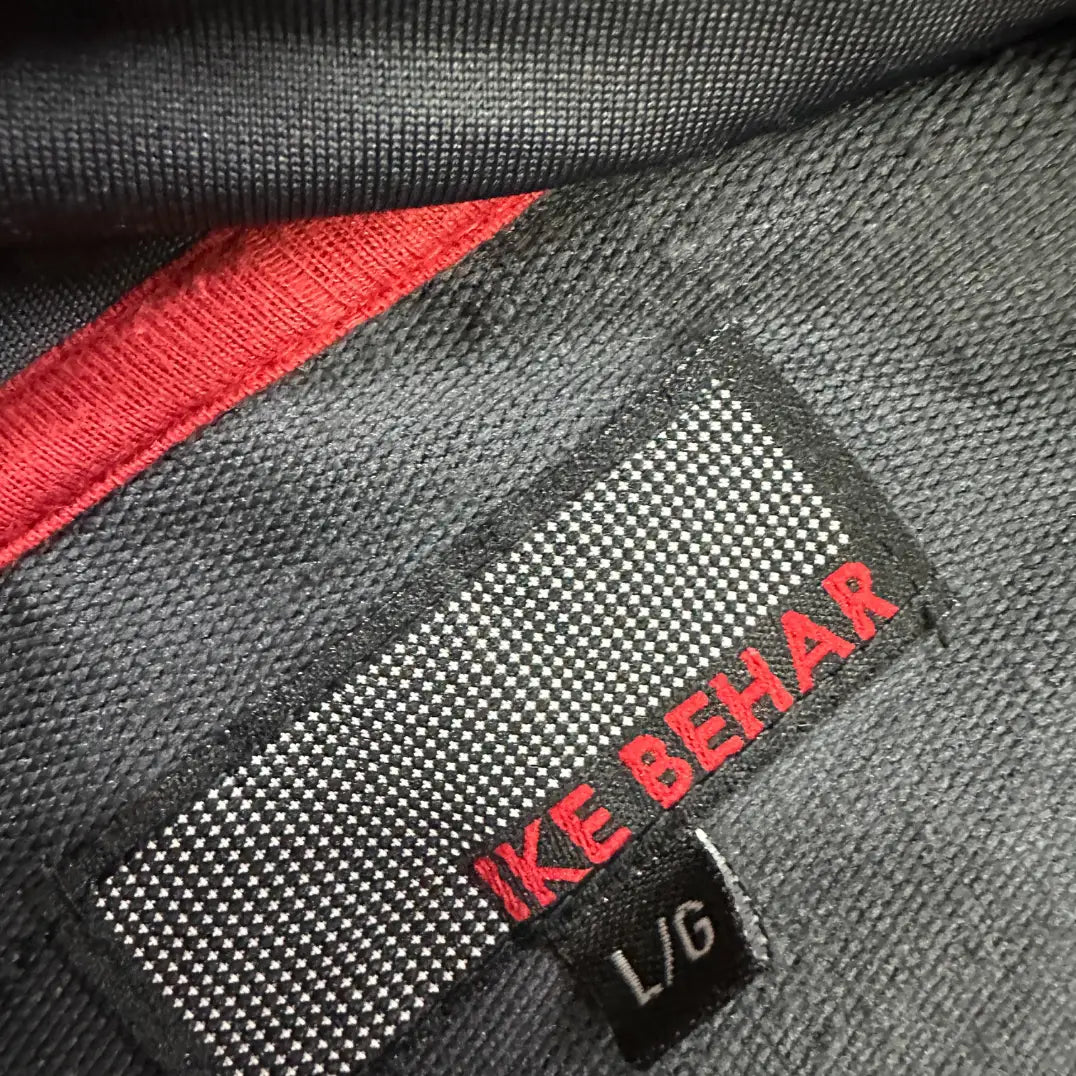 ⚫ Ike Behar Black & Charcoal Zip-Up Hoodie Jacket – Large