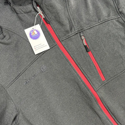 ⚫ Free Country Charcoal Softshell Hoodie Jacket – Large