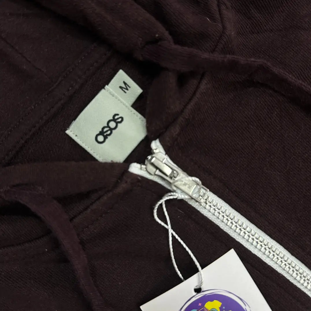 🟤 ASOS Brown Zip-Up Hoodie – Medium