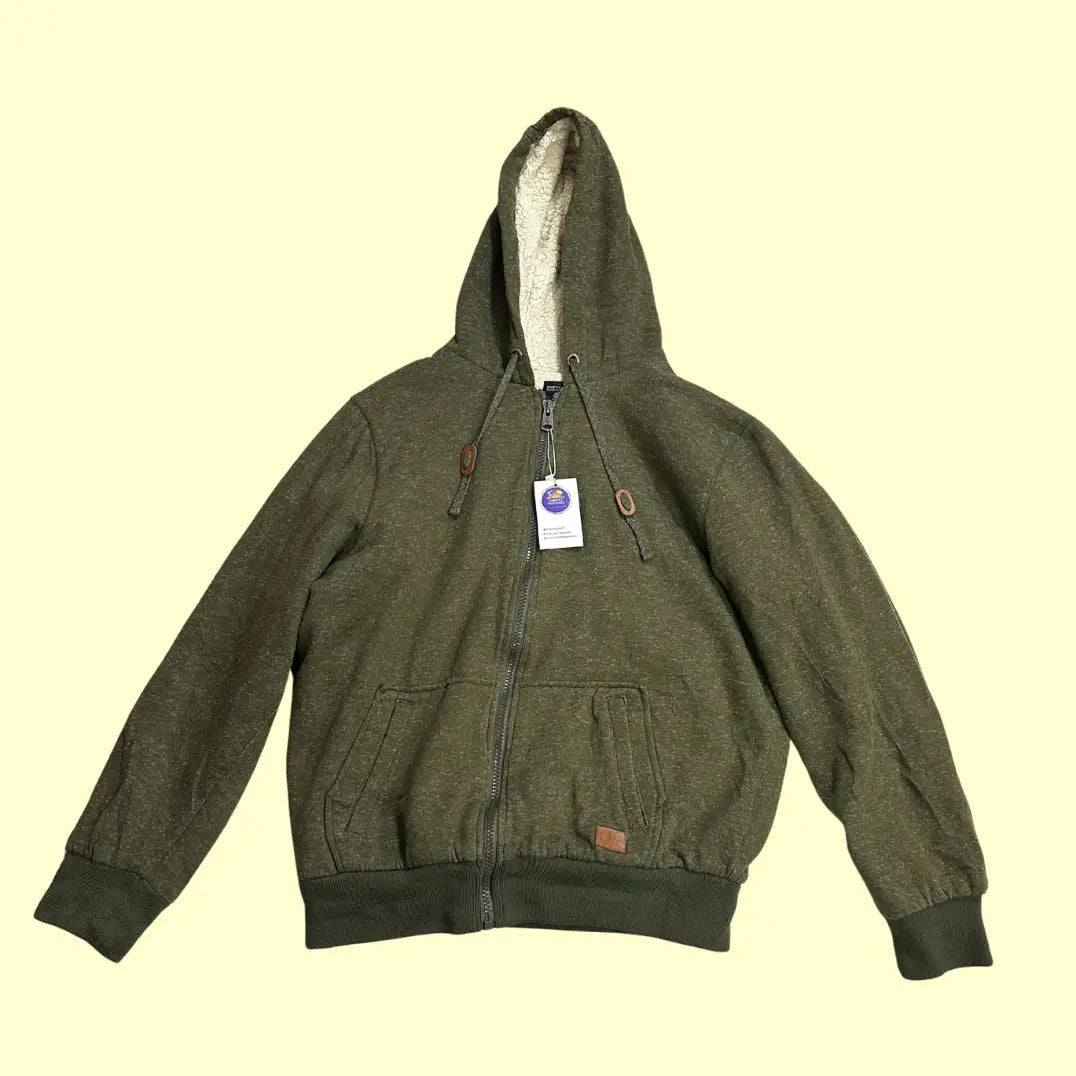 🫶 Buffalo David Bitton Olive Sherpa-Lined Hoodie